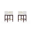 Kingsley 34 in. Ivory and Dark Walnut Beech Wood Counter Height Bar Stool (Set of 2)