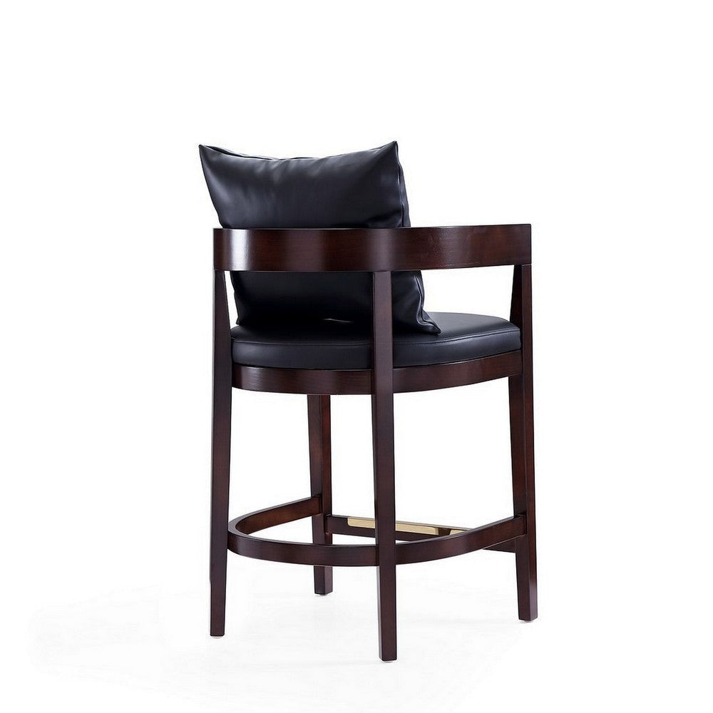 Ritz 34 in. Black and Dark Walnut Beech Wood Counter Height Bar Stool (Set of 2) MHC-2-CS006-BK