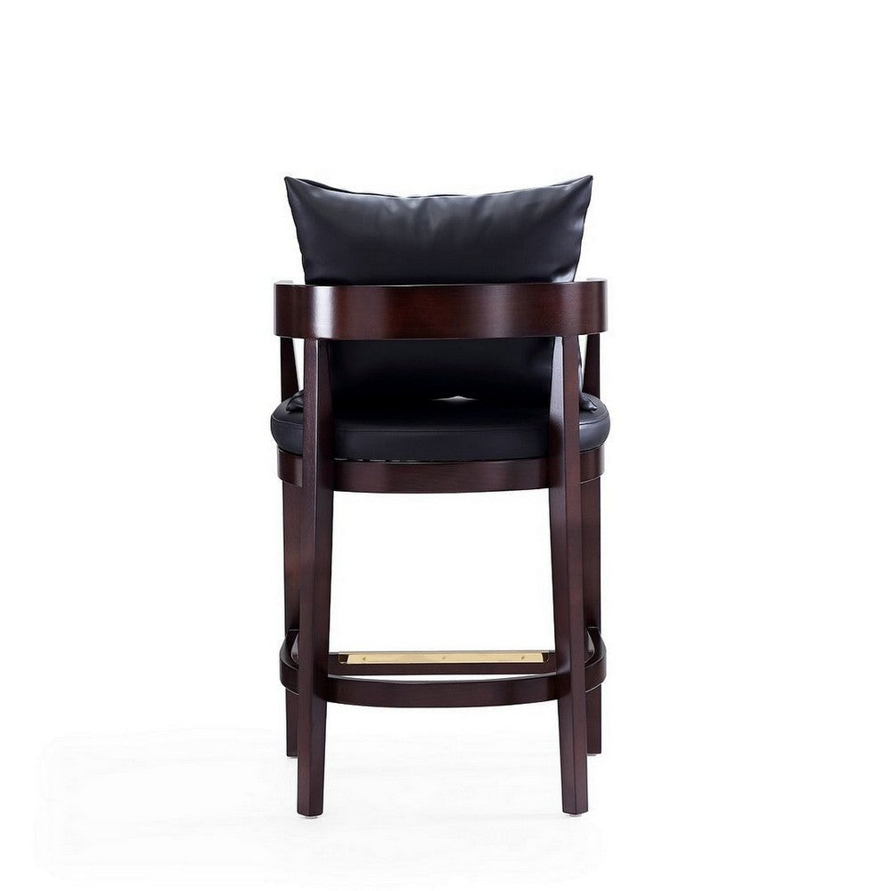 Ritz 34 in. Black and Dark Walnut Beech Wood Counter Height Bar Stool (Set of 2) MHC-2-CS006-BK