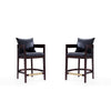 Ritz 34 in. Black and Dark Walnut Beech Wood Counter Height Bar Stool (Set of 2)