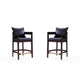 Ritz 34 in. Black and Dark Walnut Beech Wood Counter Height Bar Stool (Set of 2)