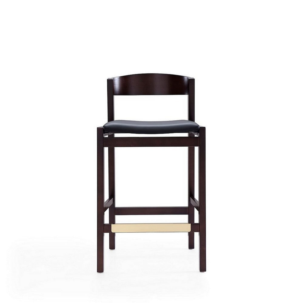 Klismos 36.75 in. Black and Dark Walnut Beech Wood Counter Height Bar Stool (Set of 2) MHC-2-CS007-BK