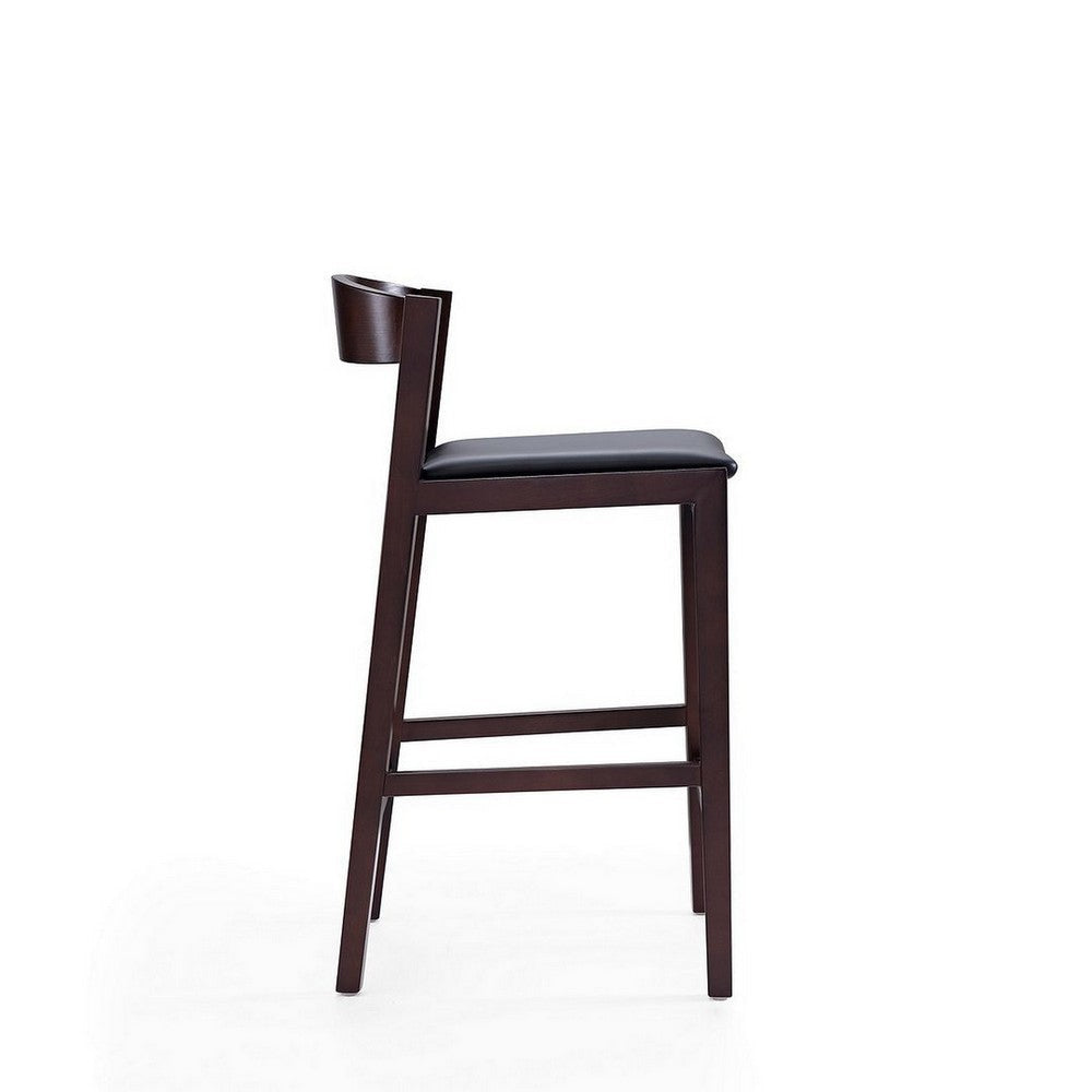 Klismos 36.75 in. Black and Dark Walnut Beech Wood Counter Height Bar Stool (Set of 2) MHC-2-CS007-BK