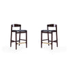 Klismos 36.75 in. Black and Dark Walnut Beech Wood Counter Height Bar Stool (Set of 2)