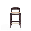 Klismos 36.75 in. Camel and Dark Walnut Beech Wood Counter Height Bar Stool (Set of 2) MHC-2-CS007-CL