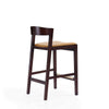 Klismos 36.75 in. Camel and Dark Walnut Beech Wood Counter Height Bar Stool (Set of 2) MHC-2-CS007-CL