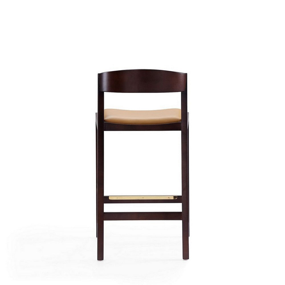 Klismos 36.75 in. Camel and Dark Walnut Beech Wood Counter Height Bar Stool (Set of 2) MHC-2-CS007-CL