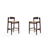 Klismos 36.75 in. Camel and Dark Walnut Beech Wood Counter Height Bar Stool (Set of 2)