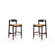 Klismos 36.75 in. Camel and Dark Walnut Beech Wood Counter Height Bar Stool (Set of 2)