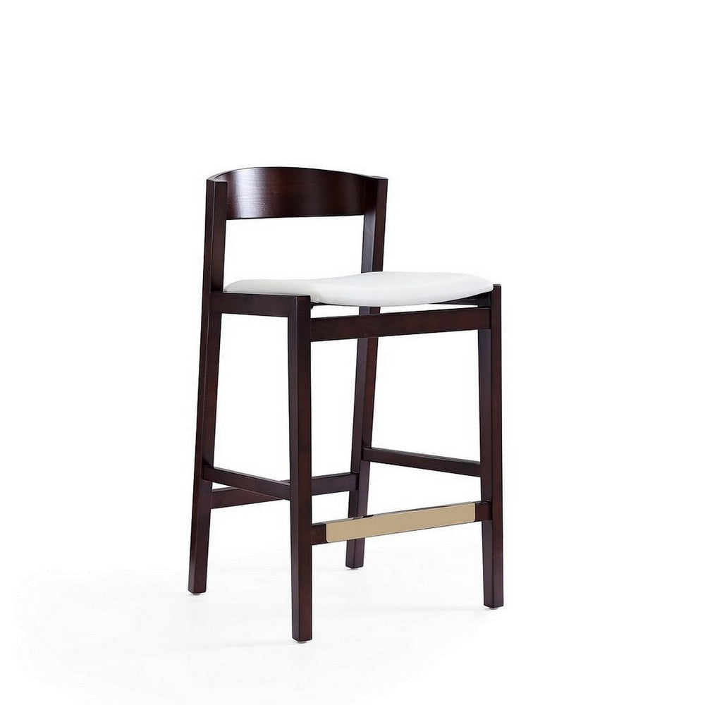 Klismos 36.75 in. Ivory and Dark Walnut Beech Wood Counter Height Bar Stool (Set of 2) MHC-2-CS007-IV