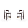 Klismos 36.75 in. Ivory and Dark Walnut Beech Wood Counter Height Bar Stool (Set of 2)