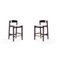 Klismos 36.75 in. Ivory and Dark Walnut Beech Wood Counter Height Bar Stool (Set of 2)