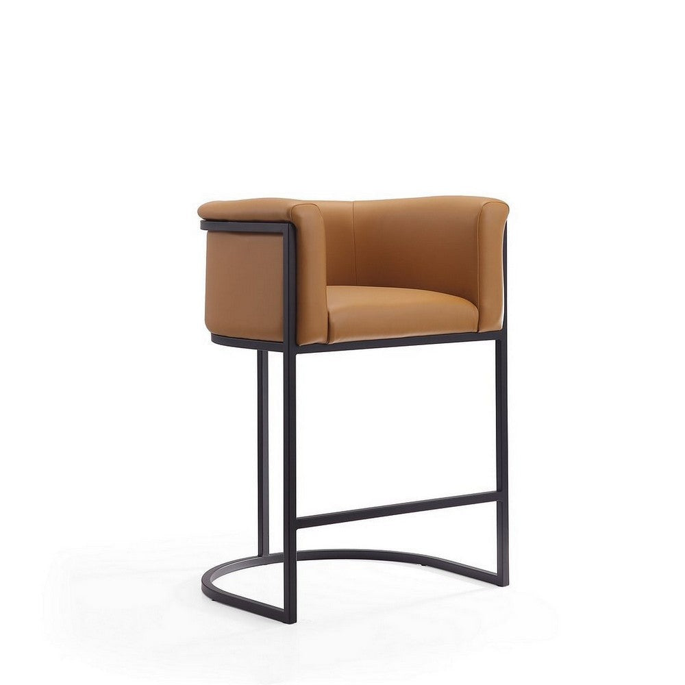 Cosmopolitan 33.8 in. Camel and Black Metal Counter Height Bar Stool (Set of 2) MHC-2-CS008-CL