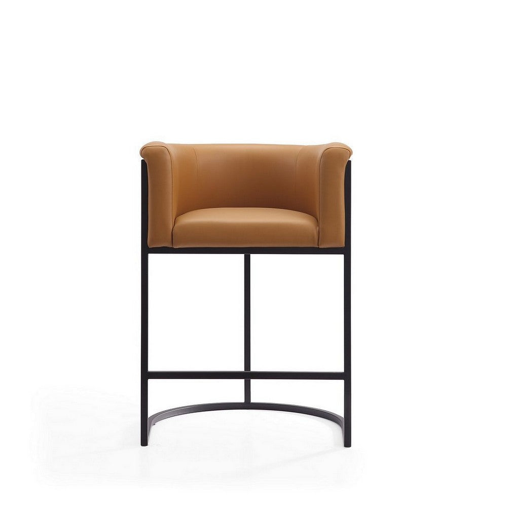 Cosmopolitan 33.8 in. Camel and Black Metal Counter Height Bar Stool (Set of 2) MHC-2-CS008-CL