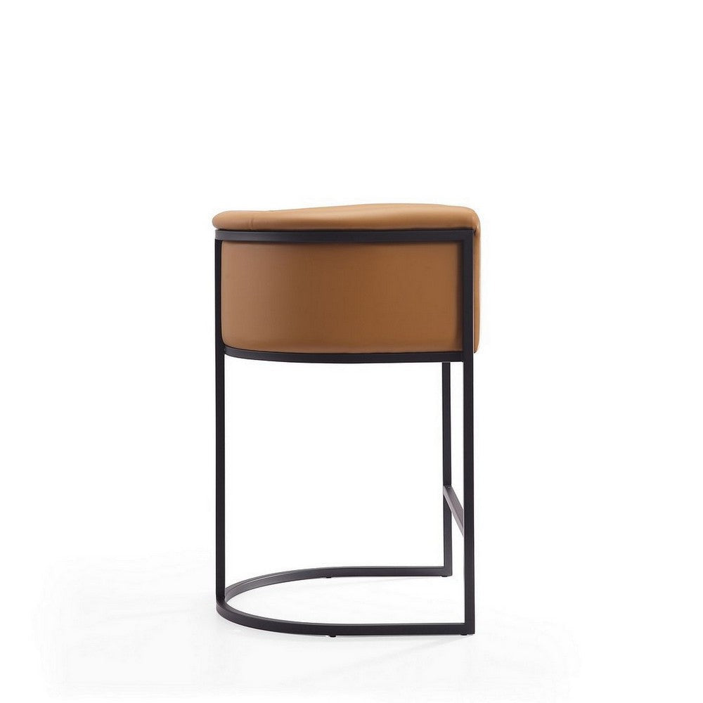 Cosmopolitan 33.8 in. Camel and Black Metal Counter Height Bar Stool (Set of 2) MHC-2-CS008-CL