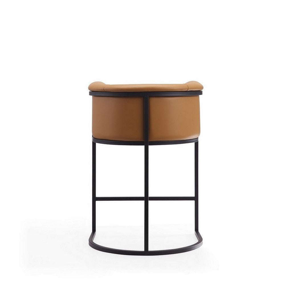 Cosmopolitan 33.8 in. Camel and Black Metal Counter Height Bar Stool (Set of 2) MHC-2-CS008-CL