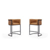 Cosmopolitan 33.8 in. Camel and Black Metal Counter Height Bar Stool (Set of 2)