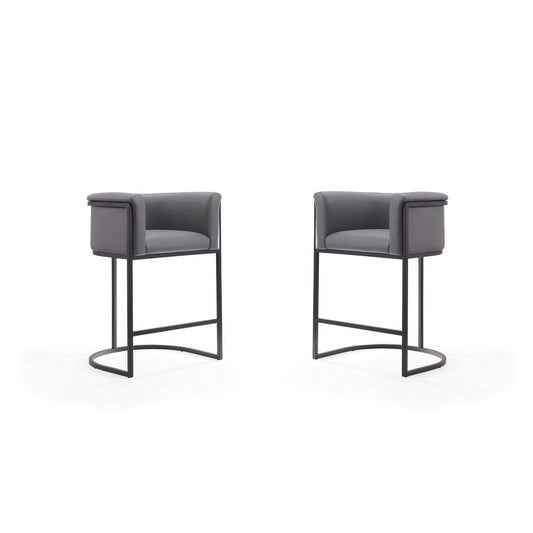Cosmopolitan 33.8 in. Grey and Black Metal Counter Height Bar Stool (Set of 2)