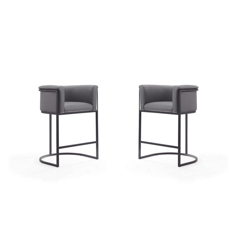 Cosmopolitan 33.8 in. Grey and Black Metal Counter Height Bar Stool (Set of 2)