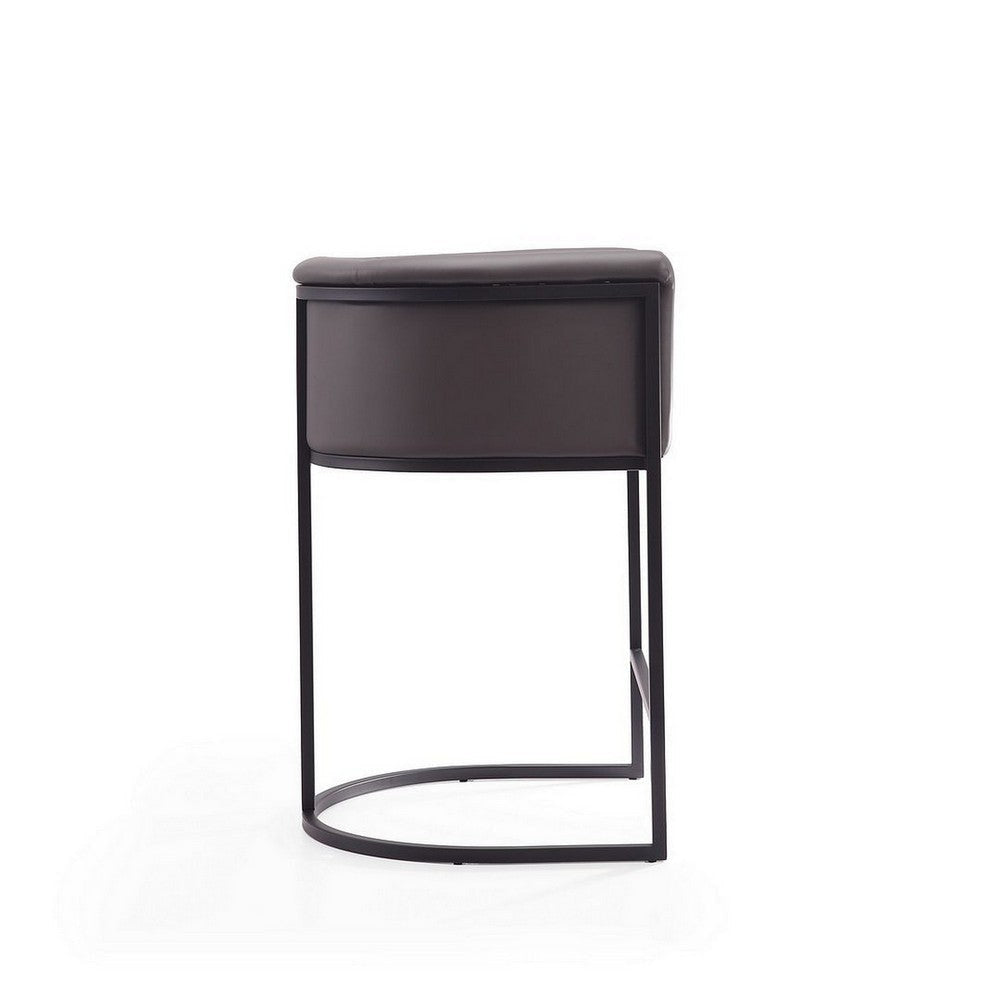 Cosmopolitan 33.8 in. Pebble and Black Metal Counter Height Bar Stool (Set of 2) MHC-2-CS008-PE