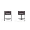 Cosmopolitan 33.8 in. Pebble and Black Metal Counter Height Bar Stool (Set of 2)