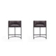 Cosmopolitan 33.8 in. Pebble and Black Metal Counter Height Bar Stool (Set of 2)