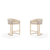 Louvre 36 in. Cream and Titanium Gold Stainless Steel Counter Height Bar Stool (Set of 2)