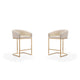 Louvre 36 in. Cream and Titanium Gold Stainless Steel Counter Height Bar Stool (Set of 2)
