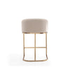 Louvre 36 in. Cream and Titanium Gold Stainless Steel Counter Height Bar Stool (Set of 2) MHC-2-CS009-CR