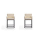 Ambassador 38 in. Cream and Black Metal Counter Height Bar Stool (Set of 2)