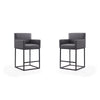 Ambassador 38 in. Grey and Black Metal Counter Height Bar Stool (Set of 2)