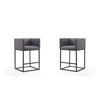Embassy 34 in. Grey and Black Metal Counter Height Bar Stool (Set of 2)
