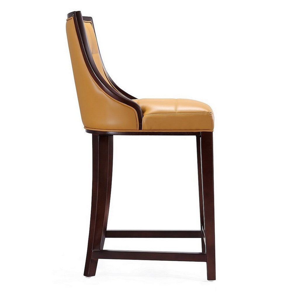 Fifth Ave 39.5 in. Camel and Dark Walnut Beech Wood Counter Height Bar Stool (Set of 2) MHC-2-CS012-CL