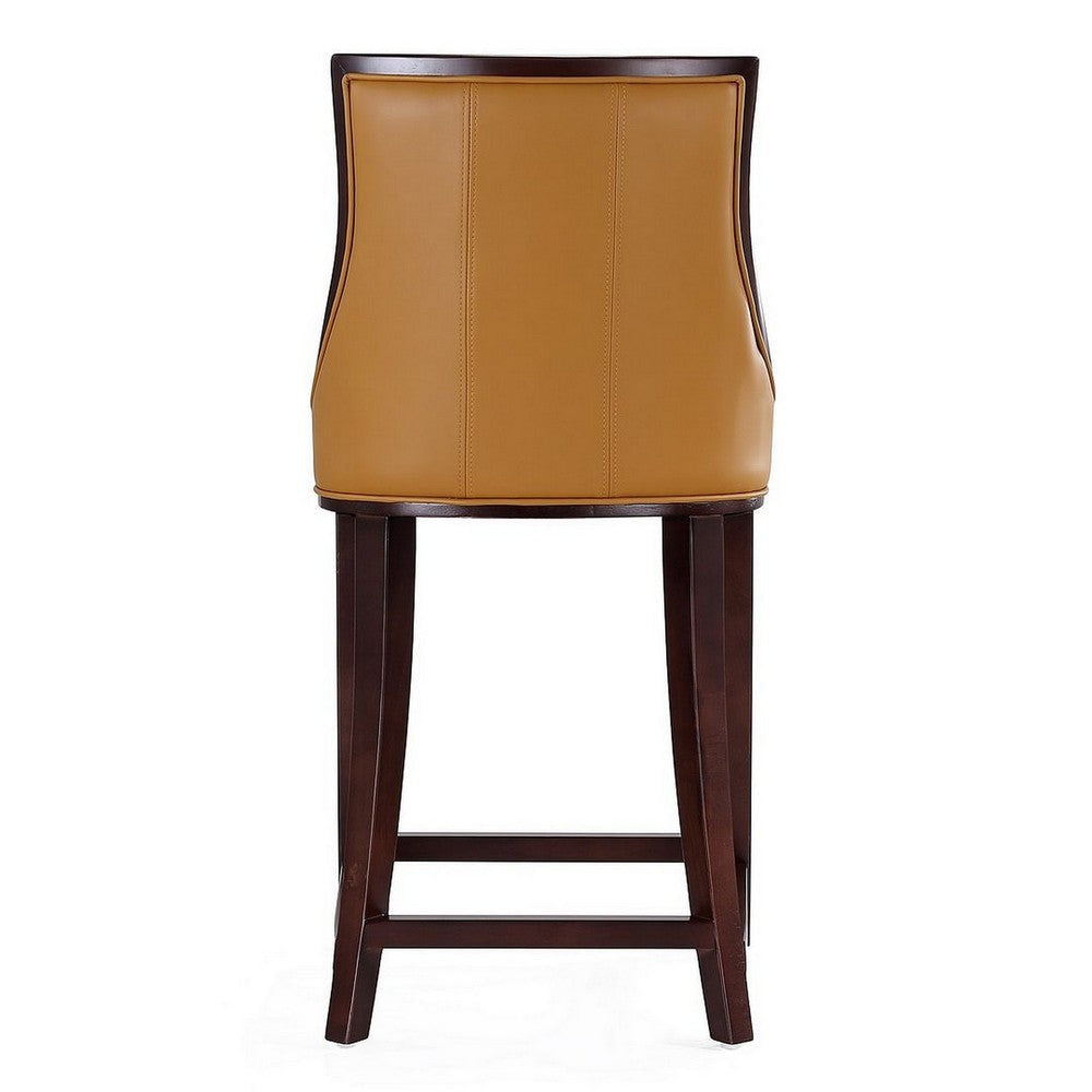 Fifth Ave 39.5 in. Camel and Dark Walnut Beech Wood Counter Height Bar Stool (Set of 2) MHC-2-CS012-CL