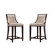 Fifth Ave 39.5 in. Cream and Dark Walnut Beech Wood Counter Height Bar Stool (Set of 2)