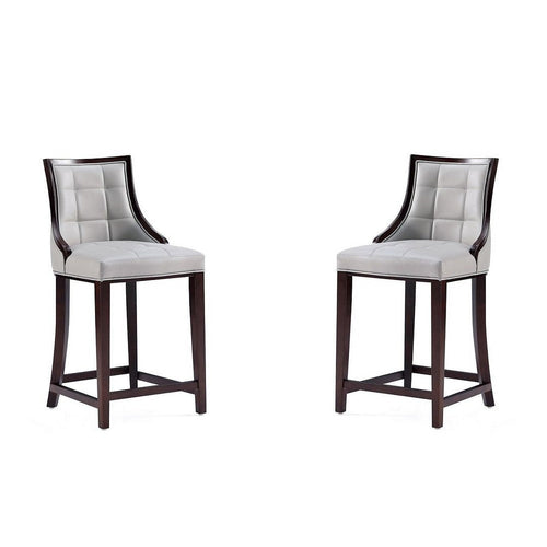 Fifth Avenue Faux Leather Counter Stool in Light Grey (Set of 2)