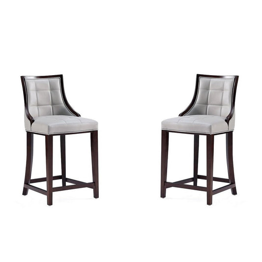 Fifth Avenue Faux Leather Counter Stool in Light Grey (Set of 2)