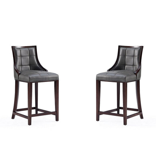 Fifth Avenue Faux Leather Counter Stool in Pebble Grey (Set of 2)