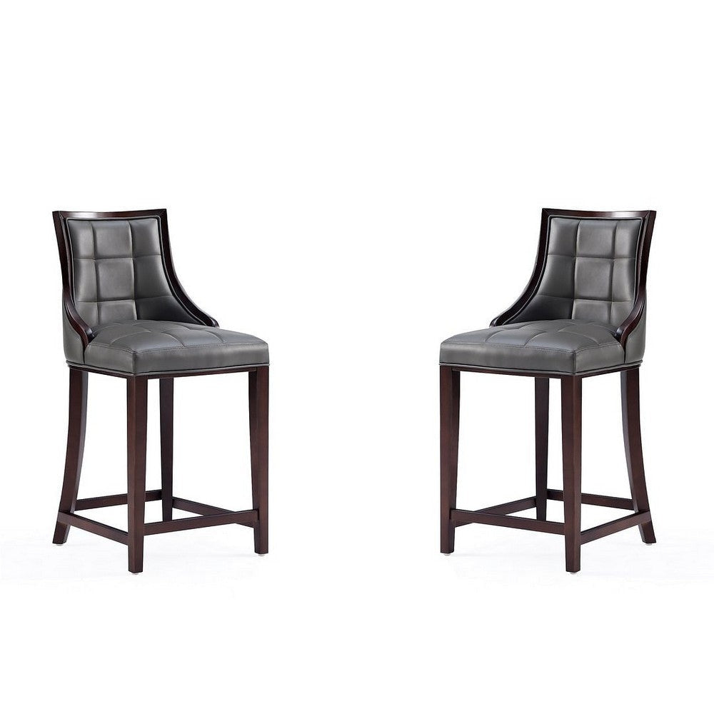 Fifth Avenue Faux Leather Counter Stool in Pebble Grey (Set of 2)