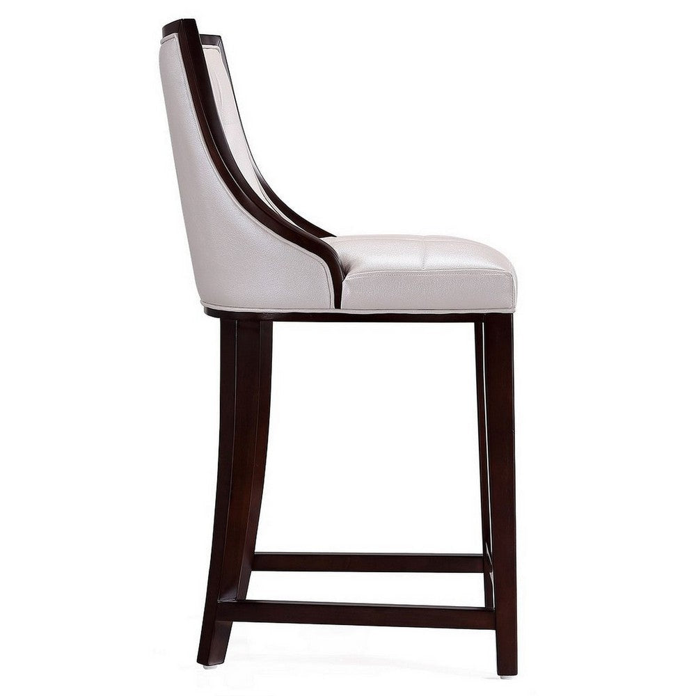 Fifth Ave 39.5 in. Pearl White and Walnut Beech Wood Counter Height Bar Stool (Set of 2) MHC-2-CS012-PW
