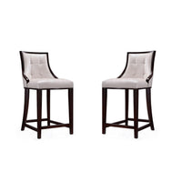 Fifth Ave 39.5 in. Pearl White and Walnut Beech Wood Counter Height Bar Stool (Set of 2)
