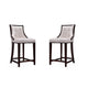 Fifth Ave 39.5 in. Pearl White and Walnut Beech Wood Counter Height Bar Stool (Set of 2)