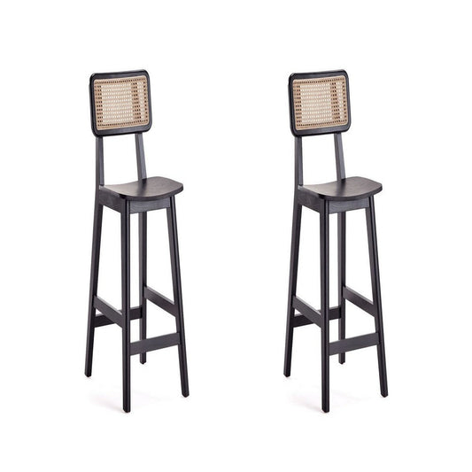 Versailles Counter Stool in Black and Natural Cane - Set of 2