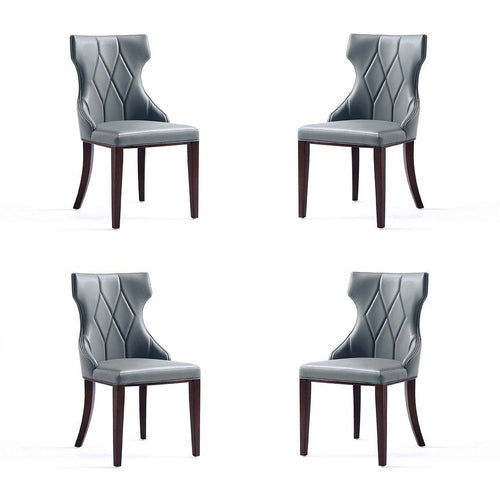Reine Faux Leather Dining Chair in Pebble Grey (Set of 4)