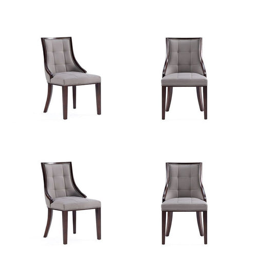 Fifth Avenue Faux Leather Dining Chair in Grey and Walnut (Set of 4)