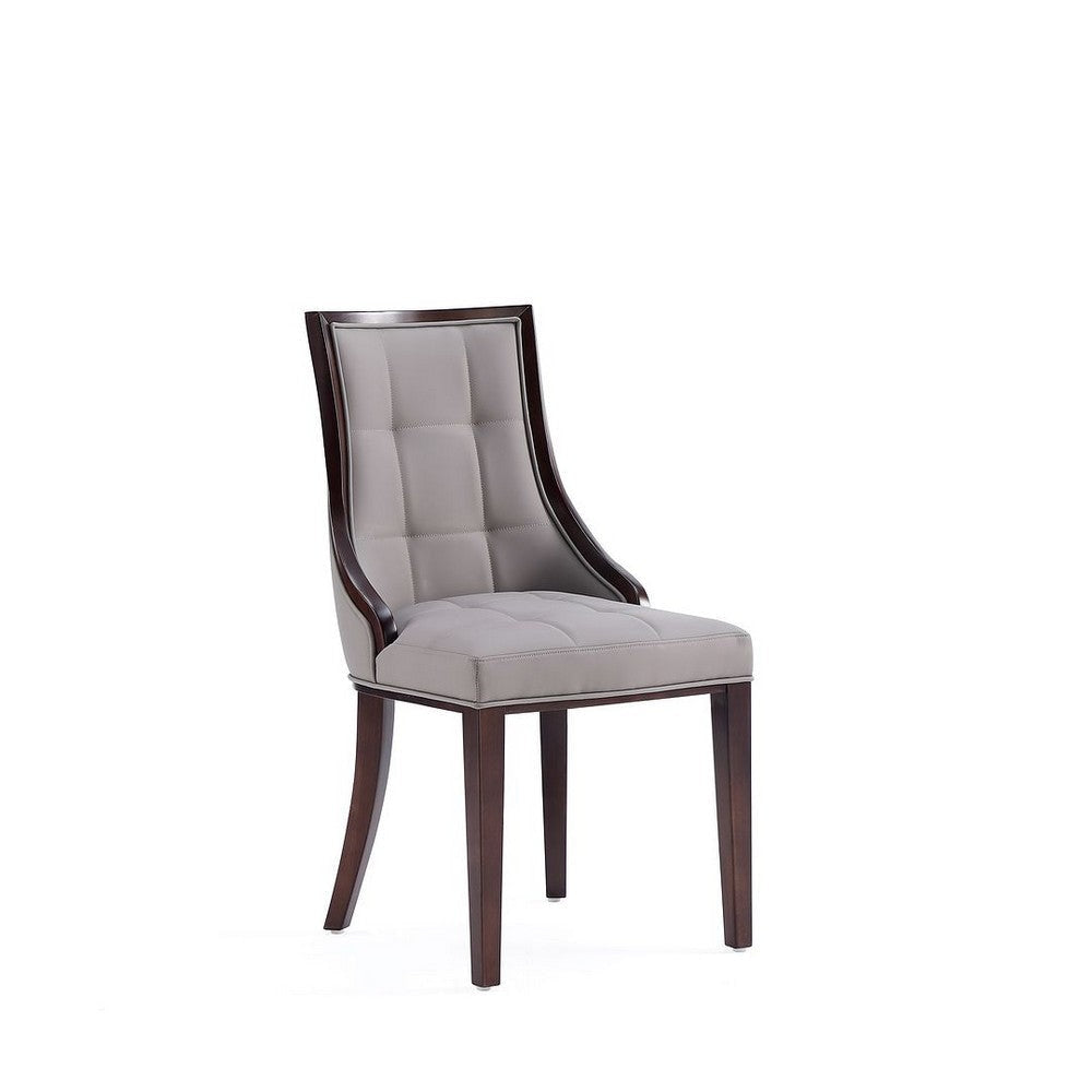 Fifth Avenue Faux Leather Dining Chair in Grey and Walnut (Set of 4) MHC-2-DC008-GY