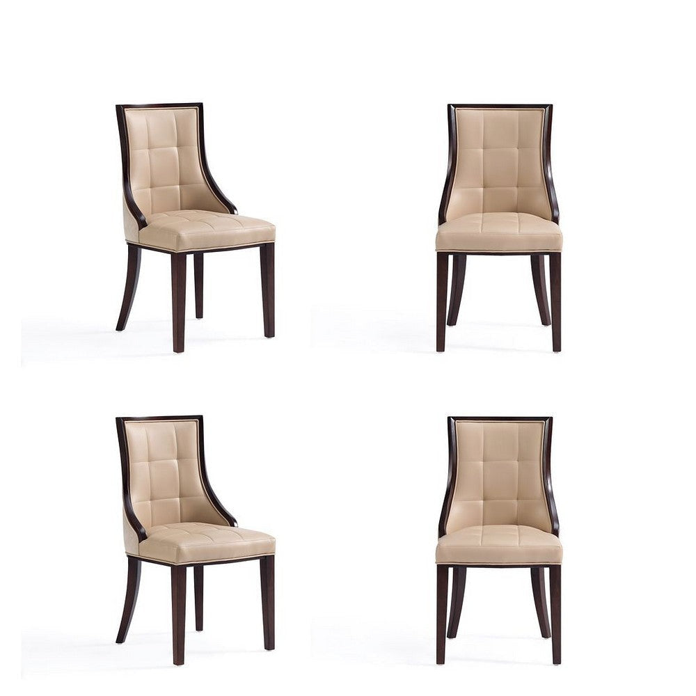 Fifth Avenue Faux Leather Dining Chair in Tan and Walnut (Set of 4)