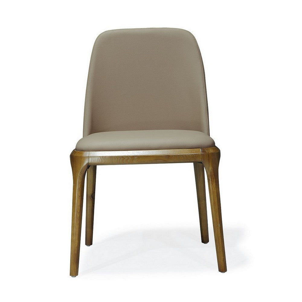 Courding Tan and Walnut Faux Leather Dining Chair (Set of 2) MHC-2-DC009-TN