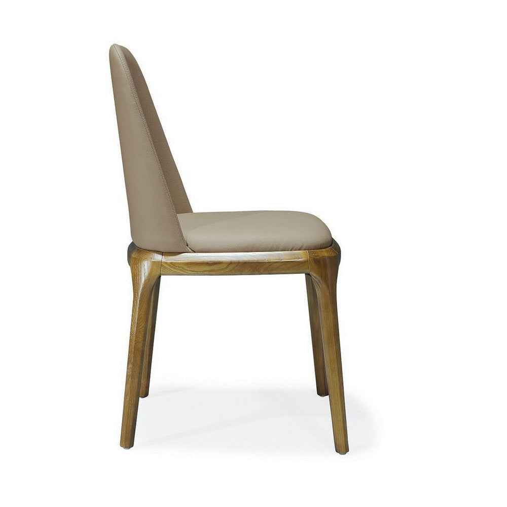 Courding Tan and Walnut Faux Leather Dining Chair (Set of 2) MHC-2-DC009-TN
