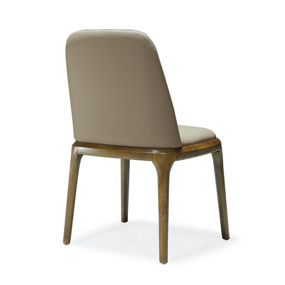 Courding Tan and Walnut Faux Leather Dining Chair (Set of 2) MHC-2-DC009-TN